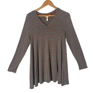 Matilda Jane Striped Tunic Top Size M Gray orange Swing Wind Song Comfortable
